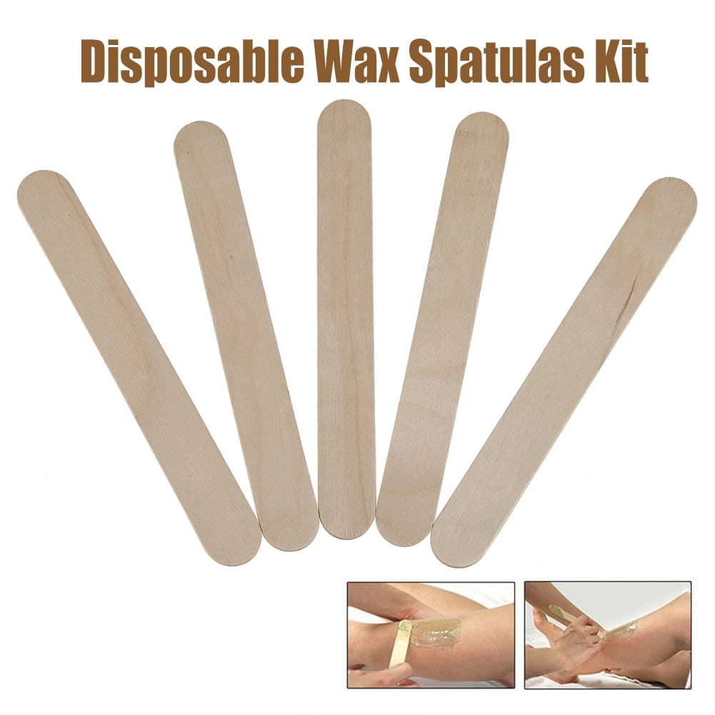 HURRISE 5pcs Disposable Salon Heater Waxing Stick Hair Removal Hot Wax Bean Spatulas Kit Set, Wooden Wax Stick,Disposable Wax Spatulas