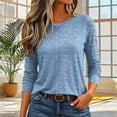 thumbnail image 5 of Sevevn Women's Striped Long Sleeve T Shirt Casual Crew Neck Tunic Top Soft Lightweight Stretch Blouse Loose Fit Basic Pullover Shirt for Daily Wear Work Office Vacation Fall Spring Navy M, 5 of 6