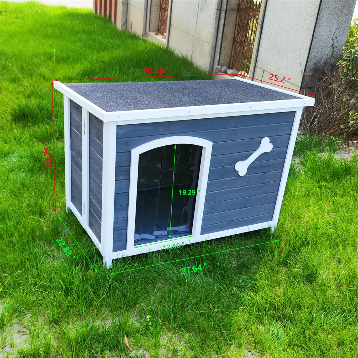 Pefilos 37" Large Wooden Dog House for Indoor, Outdoor Waterproof Dog Cage, Windproof and Warm Dog Kennel, Gray Pefilos 37" Large Wooden Dog House for Indoor, Outdoor Waterproof Dog Cage, Windproof and Warm Dog Kennel, Gray