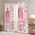 thumbnail image 2 of jejeloiu Cartoon Western Architecture Curtains Pack of 2 (42x84 Each),Pink Telephone Booth Curtains Blackout,Big Ben Bedroom Curtains For Girls Teens,Breathable Home Decor, 2 of 6