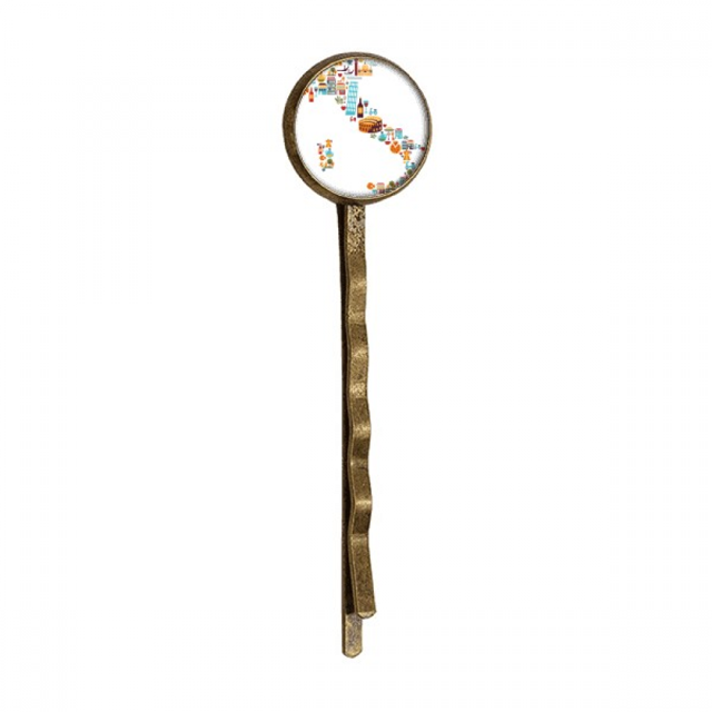 Map Italy National Flag Custom Landscape Retro Metal Hair Bobby Pin Headwear