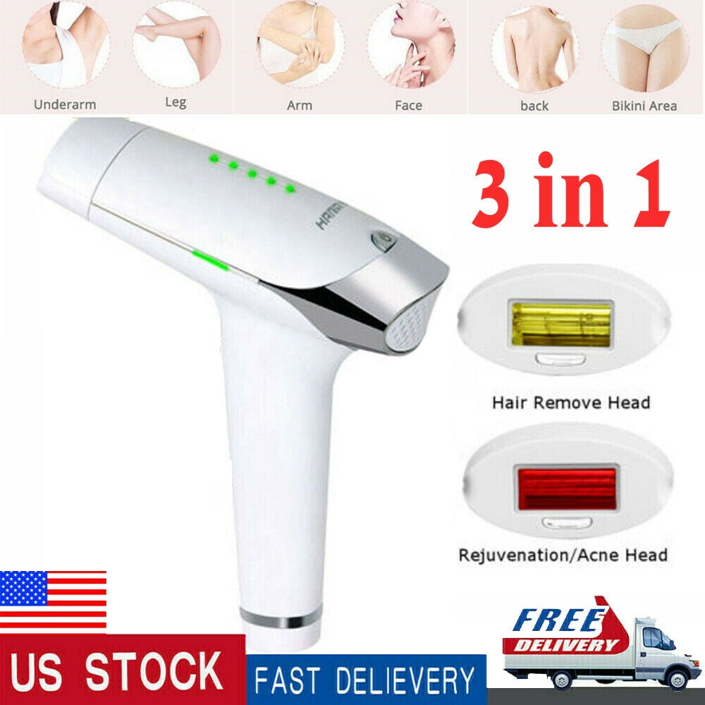 3-in-1 IPL Laser Hair Removal Permanent Hair Remover with 5 Energy Levels 2  Replaceable Heads for Women and Men 