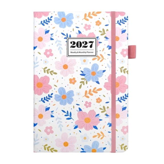 KKOUHVY 2027 Weekly Planner, Elegant Floral Planner Weekly and Monthly Includes January 2027 - December 2028, Flexible Cover, Wirebound, Laminated Tab