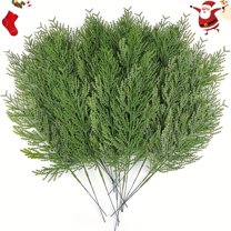 25Pcs Artificial Pine Branches 13.5" Christmas Greenery Stems Faux Pine Needles Twigs Pine Picks Fake Leaves Cedar Sprigs for Xmas Tree Vase DIY Garland Wreath Home Decoration, Green