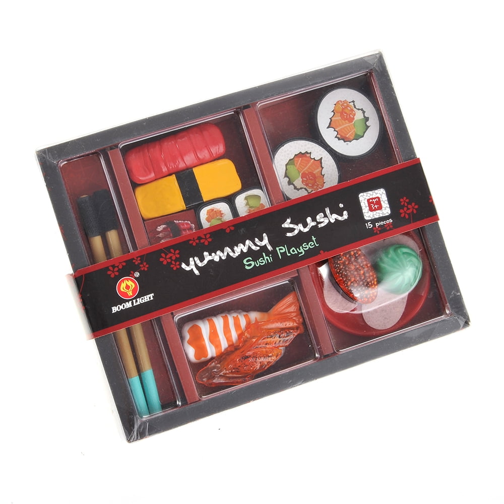 PlayWorld Japanese Sushi Dinner Bento Box Pretend Play Cutting Food Set 21pcs