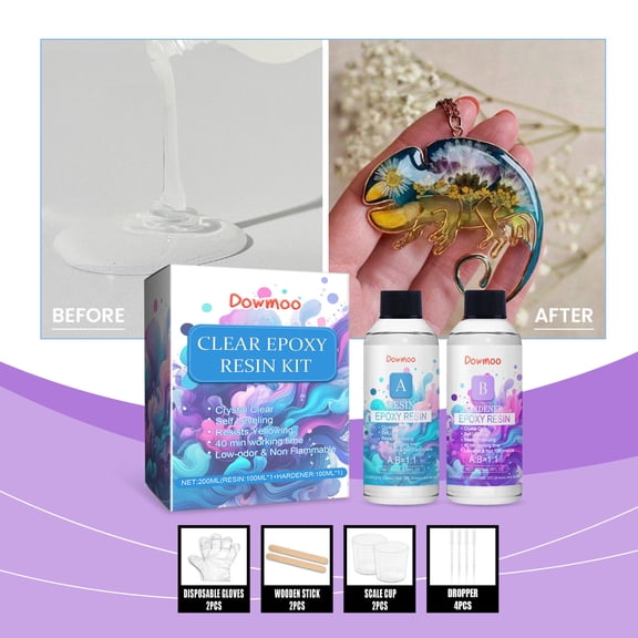 Summercome Epoxy Resin Crystal Clear, 6.76OZ Epoxy Resin Kit, Yellowing Resistant High Gloss for Casting Coating Art DIY Craft Jewelry, 2 Part (3.38OZ Resin and 3.38OZ Hardener)