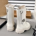 thumbnail image 5 of hopeusnice Kids High Top Boots Lace Up Closure Chunky Sole Trendy Design Durable Construction Suitable For Outdoor Adventures Daily Outings Beige 27, 5 of 9
