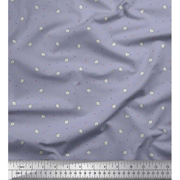 Soimoi Velvet Fabric Dot & Table Clock Shirting Printed Fabric 1 Yard 58 Inch Wide