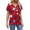 thumbnail image 5 of HEILAU American Flag Graphic T Shirts for Women 4th of July Tees V Neck 2025 Button Short Sleeve Independence Summer Shirt Patriotic Tops, 5 of 8