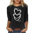 thumbnail image 1 of Hauts à Manches 3/4 pour Femmes, Blouse Décontractée à Col Rond Imprimée de Noël, 95 % Polyester 5 % Élasthanne, 1 of 7
