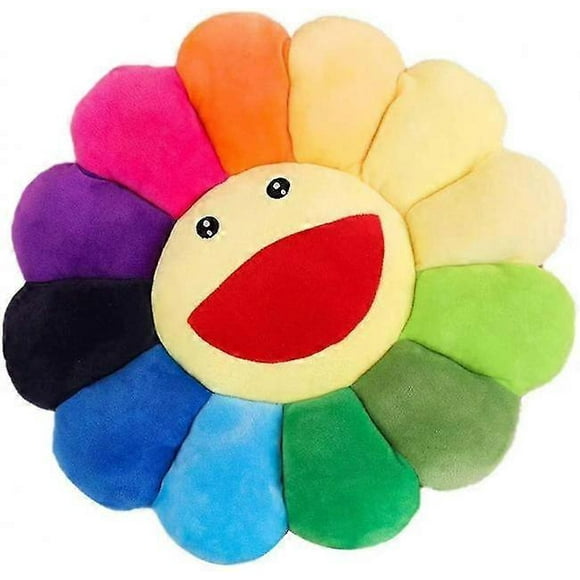 Sunflower Plush Pillow, Murakami Smile Face Flower Floor Pillow, Colorful Sunflower Plush Toy, Cushion Mat