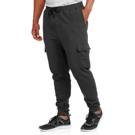 Men's Elastic Waist Solid Fleece Cargo Pant - Walmart.com