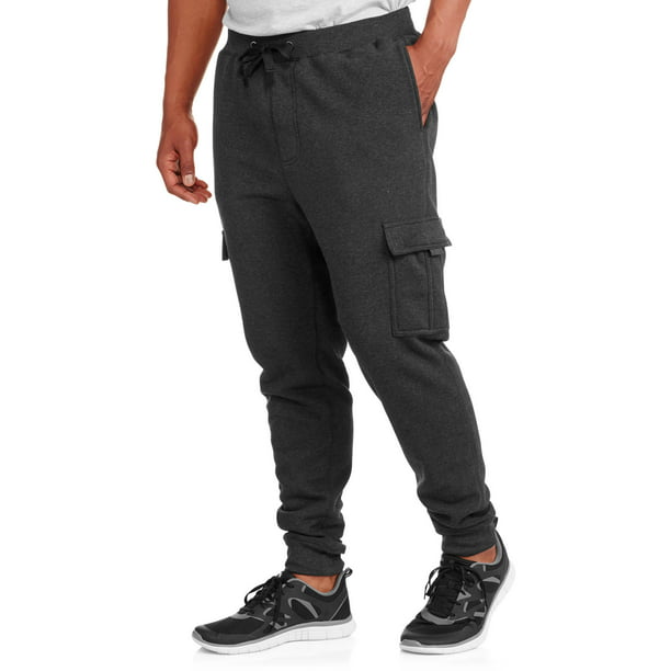 ONLINE - Men's Elastic Waist Solid Fleece Cargo Pant - Walmart.com ...