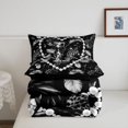 thumbnail image 5 of Manfei Pretty Monogrammed L Twin Comforter Sets,Lovely Pearl Cheetan Print Bedding Set,Black,Black Reversible,2 Pieces,1 Comforter and 1 Pillowcase, 5 of 7