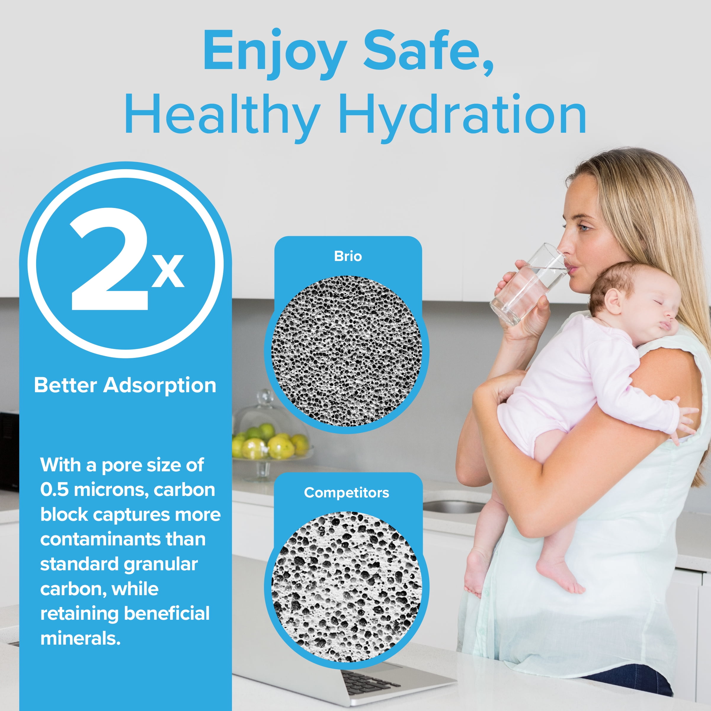 Brio 6022A Refrigerator Water Filter Replacement Compatible With GE MSWF, 101820A, 101821B, RWF1500A