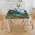 thumbnail image 3 of BANET Linen Rectangle Tablecloth Ocean Coastal Seaside Scene Capri Island Blue Sky Clouds Table Cloth Washable Dust-Proof Table Cover for Dining/Buffet/Parties/Weddings/Banquet, 3 of 7