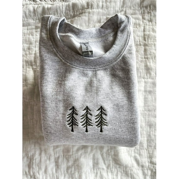 Pine Trees Trio Christmas Embroidered Crewneck