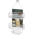 thumbnail image 1 of Acento 3-Tier Modern Hanging Shower Caddy, Non-Slip Neck & Suction Cups, No Drilling, Matte White, 1 of 10