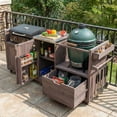 thumbnail image 3 of Harper & Bright Designs Outdoor Kitchen Island for Big Green Egg & Blackstone Griddle, Solid Wood Grill Cart Table with Stainless Steel Top, Drawer and 21"/28" Blackstone Griddle, Brown, 3 of 20