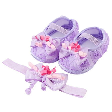 

Child Shoes With Hair Band Fashion Soft Soled Toddler Shoes Versatile Dress Flower Princess Shoes Baby Daily Footwear Casual First Walking