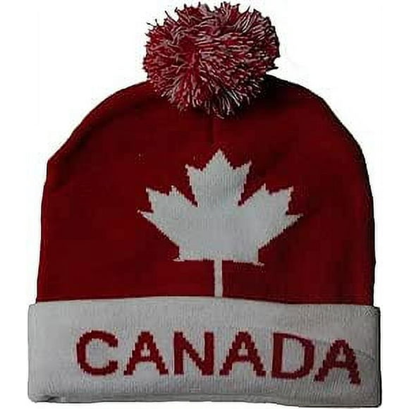 CANADA RED WITH WHITE MAPLE LEAF ADULT TOQUE HAT CAP CANADIAN