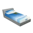 thumbnail image 2 of Ambesonne Tropical Fitted Sheet & Pillow Sham Set, Ocean Summer Palms, Twinxl, Blue Green Cream, 2 of 2