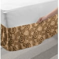 thumbnail image 2 of Snail Bed Skirt, Marine Mollusk Pattern in Grunge Style Nautical Aquatic Chambered Nautilus, Elastic Bedskirt Dust Ruffle Wrap Around for Bedding Decor, 4 Sizes, Pale Brown and White, by Ambesonne, 2 of 2
