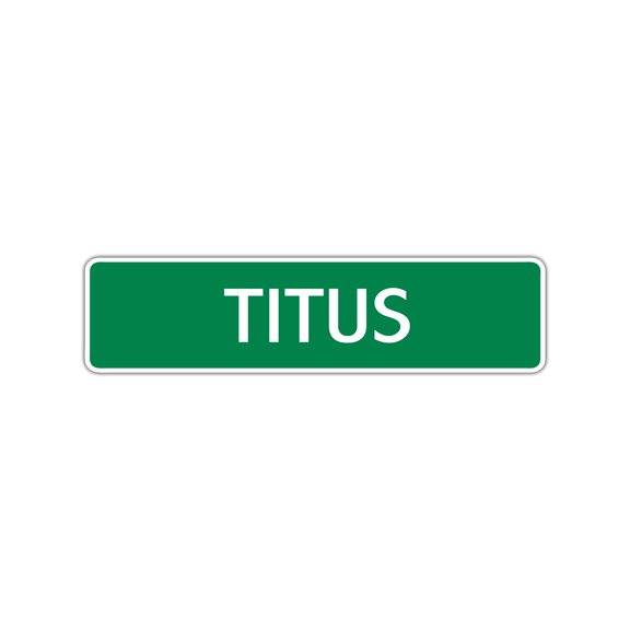 Titus Boys Children Name Kids Letter Printed Label Wall Plaque Decoration Indoor Outdoor Aluminum Sign 4"x13.5"