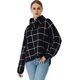 thumbnail image 3 of Suéteres de otoño 2022 para mujer, suéter de punto de cuello alto, jersey de manga larga a cuadros con abertura lateral, prendas de vestir a cuadros, Tops holgados Adepaton WMZY-700-5, 3 of 9