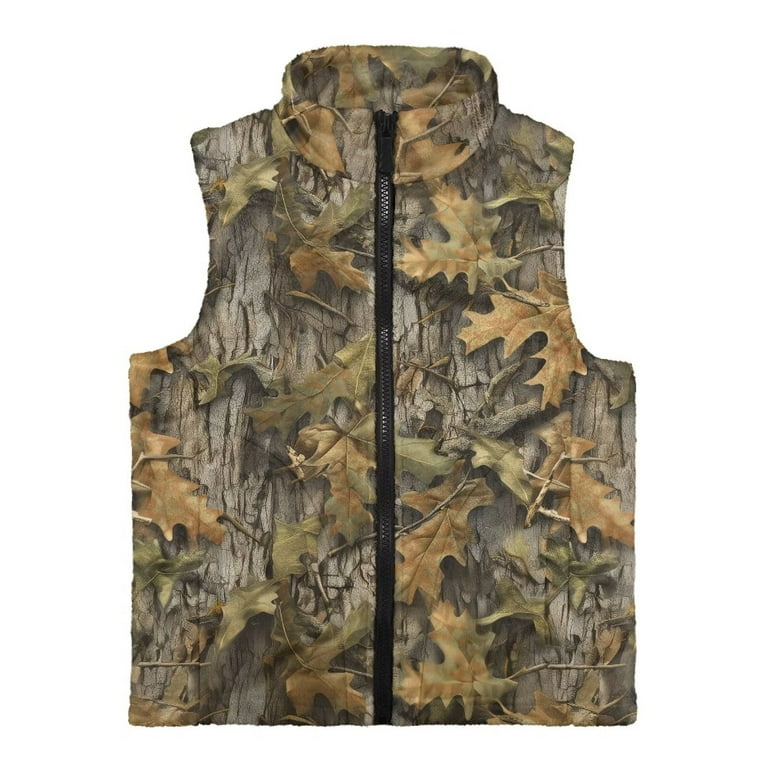 Uorisanigo Fleece Vest for Boys Girls Full Zipper Camo Hunting