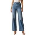 thumbnail image 1 of Pantalón Mezclilla Mujer Wide Leg Tiro Alto Corte Amplio Denim Jeans Moda, 1 of 5