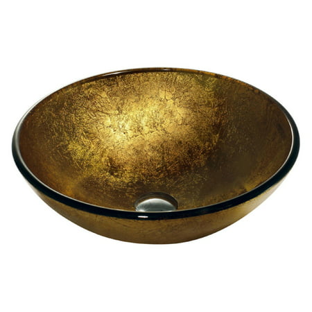 Vigo Glass Vessel Bathroom Sink, Liquid Gold