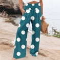 thumbnail image 2 of Sexlip Womens Polka Dot Print High Waist Loose Wide Leg Denim Pants Cute Trendy Casual Dating Outfit Green XL, 2 of 5