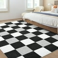 thumbnail image 2 of Hasoo Washable Area Rug 5' x 7' Checked Style Rugs for Living Room Non-Slip Accent Indoor Carpet Black, 2 of 6