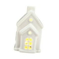 thumbnail image 4 of GUOOL Christmas Miniature House Statue Ceramic Small House Figurine with Light Christmas Decor, Desktop Ornament for Home, Festival B, 4 of 9
