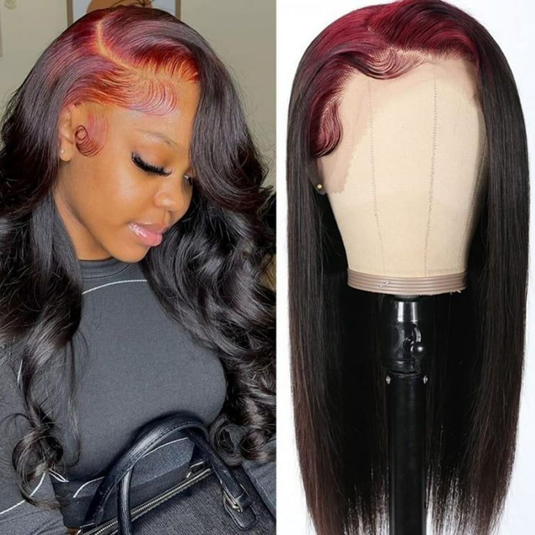 arm Tekstforfatter Blaze EKF Skunk Stripe Hair 99J Root 13X4 Lace Front Wigs Human Hair Colored Wig  With Red Root, 10A 99J/1B Lace Front Wigs Burgundy Wine Red Silky Straight  Transparent Lace Wig 18 Inch -