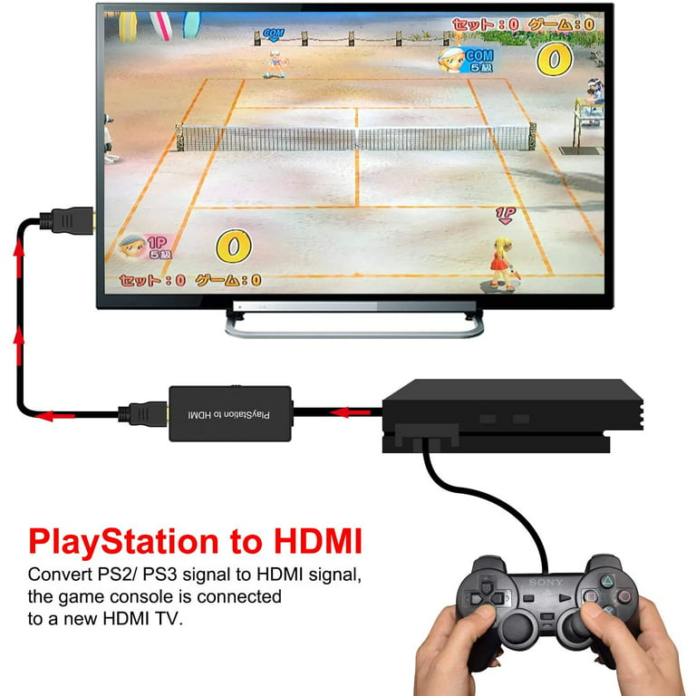 PS2 to HDMI Converter, PS2 to HDMI Adapter, Compatible Sony Playstation 2/Playstation  3 Connect a PS2 Game Console to a New HDMI TV 