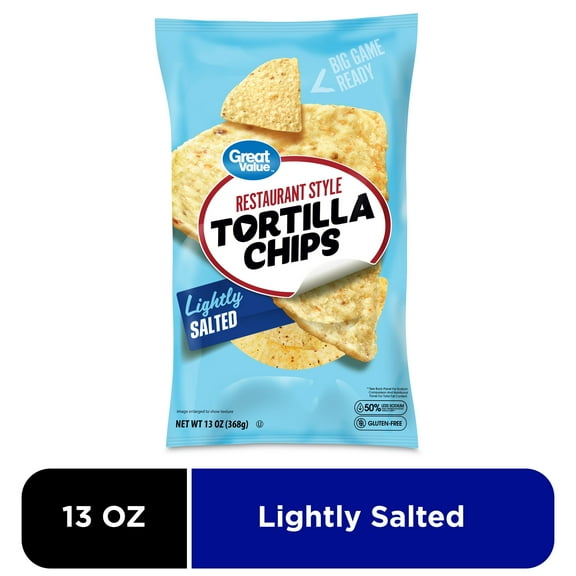 Great Value Restaurant Style Lightly Salted White Corn Tortilla Chips, 13 oz