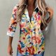 thumbnail image 1 of Puntoco Camisa Mujer Blusa de manga larga Blusa Impresión tops Bussiness Casual Solapa tops Puntoco Puntoco-1, 1 of 4
