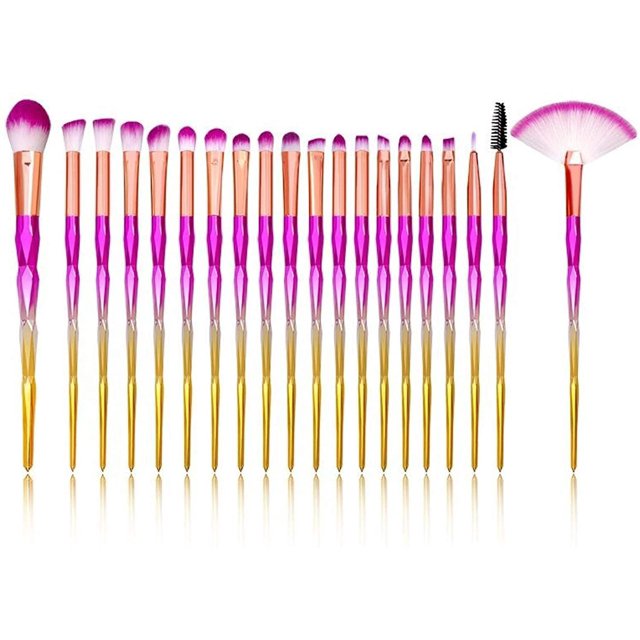 Juego de 20 brochas de maquillaje, brochas sintéticas Kabuki de primera calidad para base, brochas para sombrear, brochas para cejas, kit de brochas de maquillaje (ROSA Y DORADO)