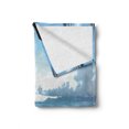 thumbnail image 2 of Landscape Soft Flannel Fleece Throw Blanket, Rock Pool Part of the Sea Serene Nature with Old Wooden House Scenery, Cozy Plush for Indoor and Outdoor Use, 50" x 60", Blue Brown, by Ambesonne, 2 of 6