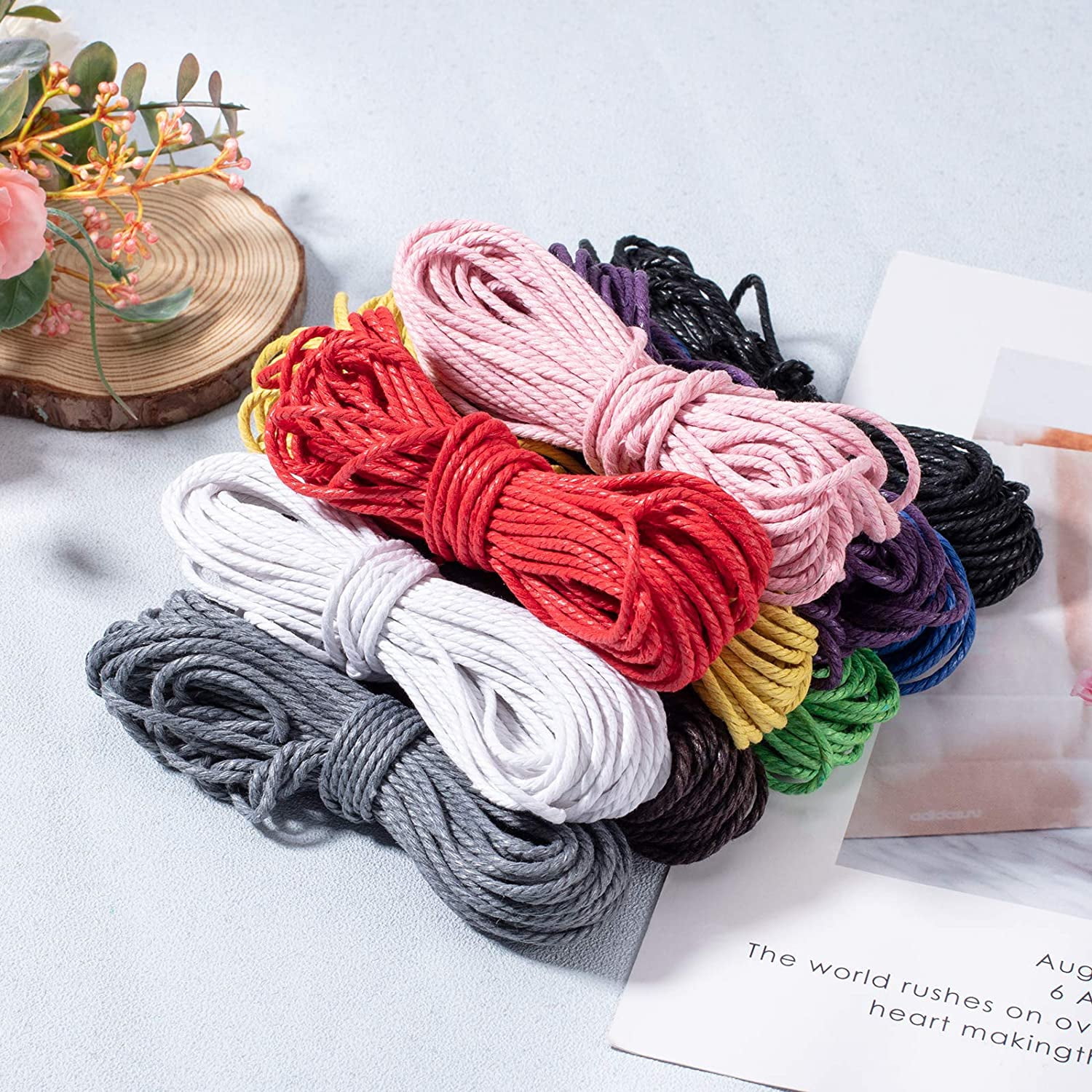 1 Set Cotton String Threads for Jewelry Making 3-Ply Mixed Color 2.3mm 10bundles/set