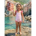 thumbnail image 4 of BemeyourBBs Cute Toddler Baby Girl Striped One Piece Swimsuit Infant Girl Bathing Suit Ruffle Flying Sleeve Square Neck Back Bow Swimwear Summer Pool Beachwear, 4 of 9