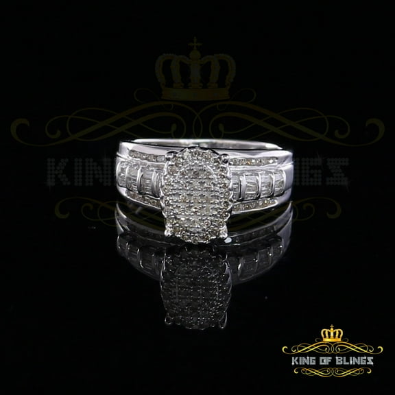 King Of Bling's 0.50ct Real Diamond Womens Sterling Silver White Ring Size 7 marquise shape