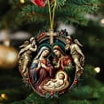 thumbnail image 2 of Christmas Car Pendant Acrylic Flat Ornament Nativity Scene Decoration For Tree Home Festive Decor Religious Theme Holiday Gift Size 3.15 Inches Weight 0.04 Pounds 1Pc, 2 of 6