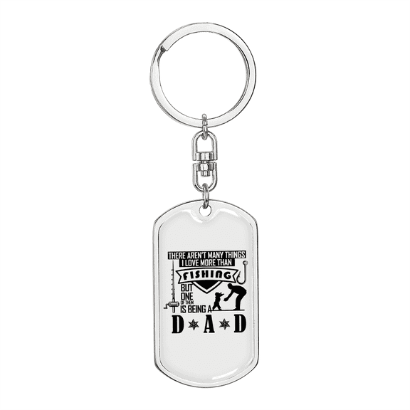 Many Things I Love Fishing Stainless Steel or 18k Gold Premium Swivel Dog Tag Keychain