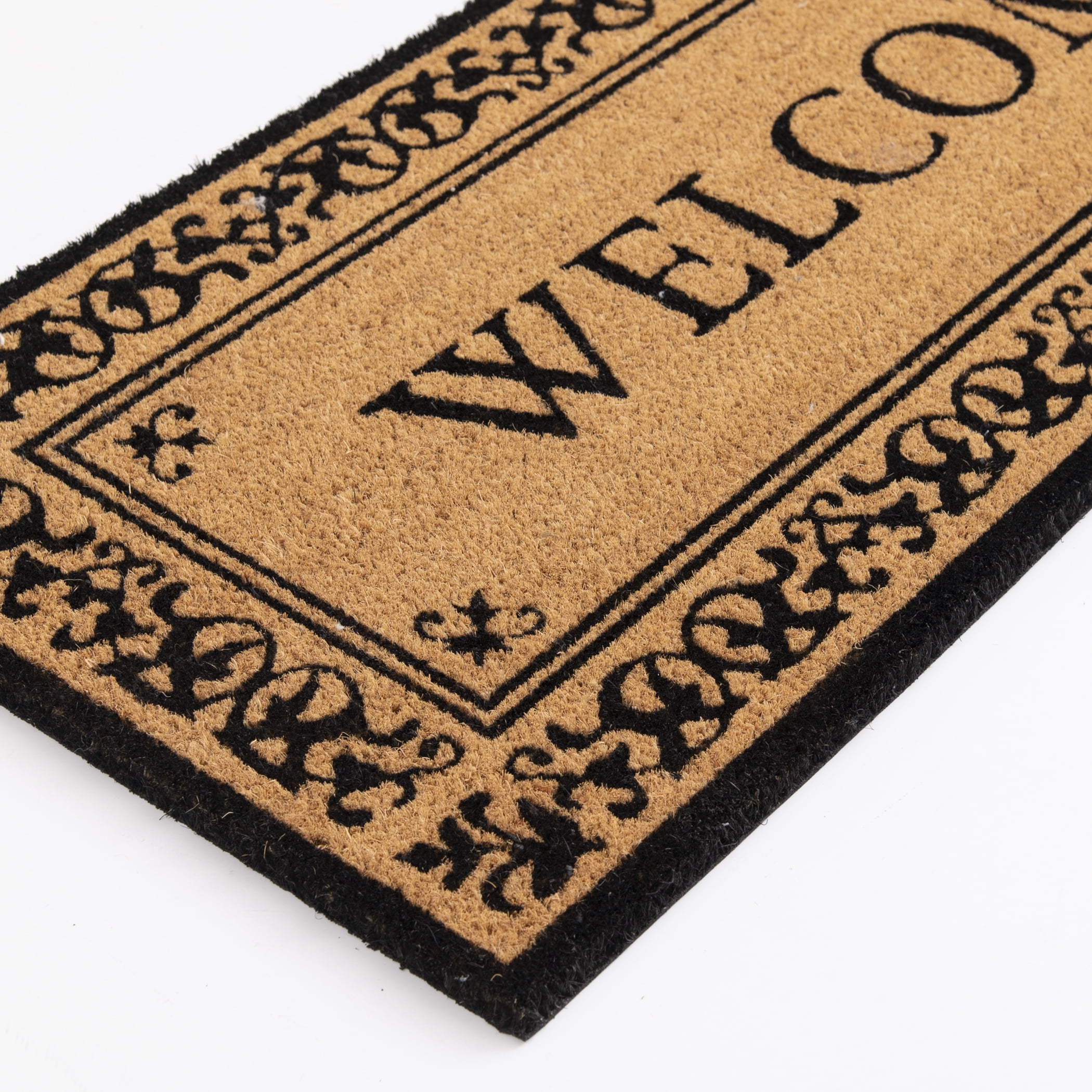 Mainstays Black 'Welcome' Estate Outdoor Coir Doormat, 20"x46"