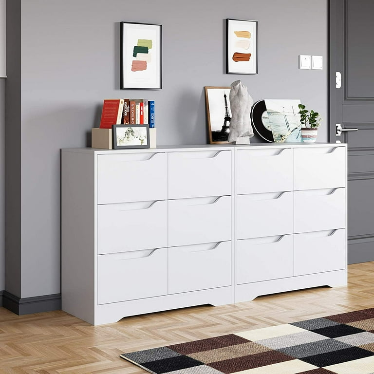 HOSTACK 5 Drawer Dresser with Door, White Storage Cabinet with Drawers and  Shelves, Wide Wood Dresser, Modern Chest of Drawers Organizers for Living