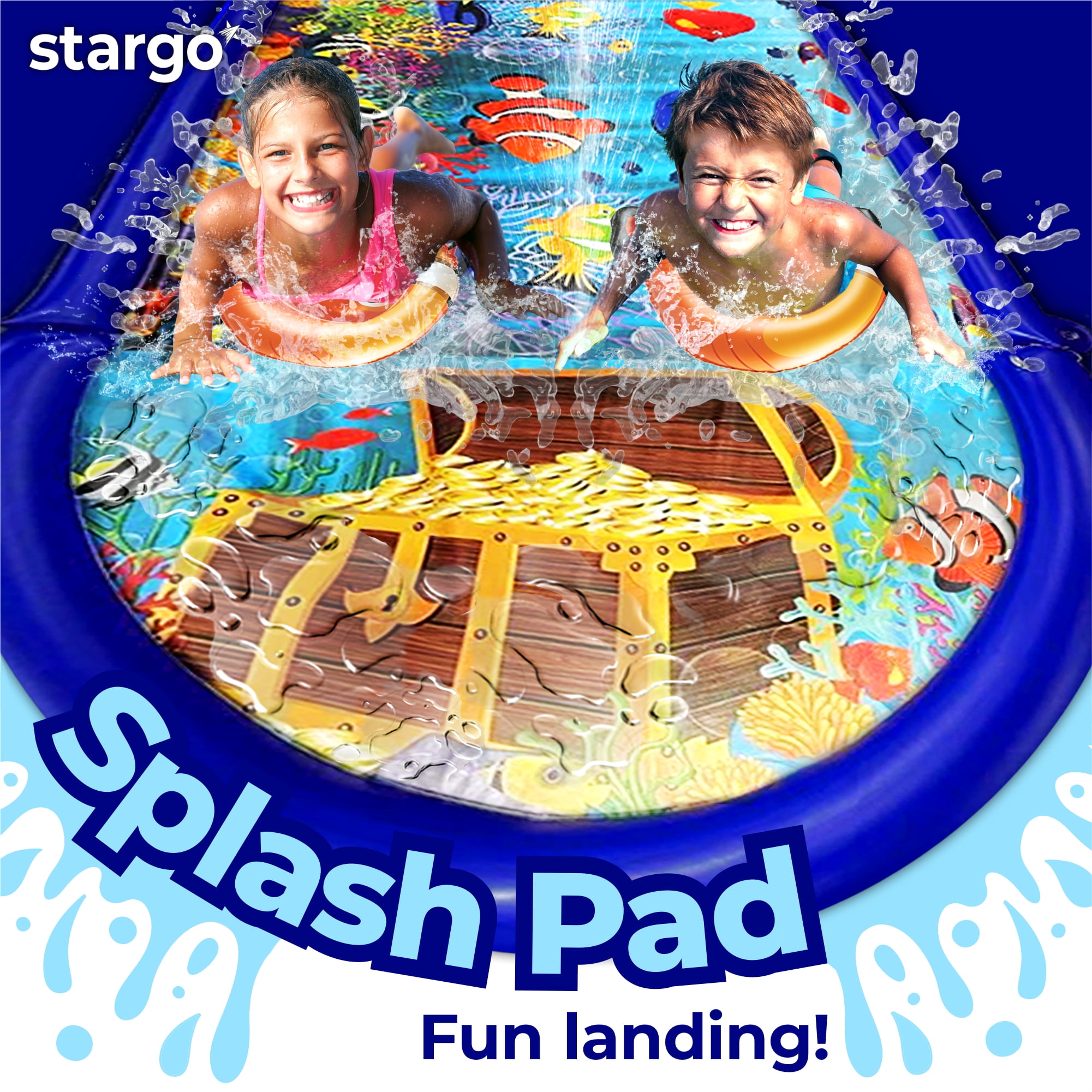 StarGo 18 ft x 5 ft Undersea Dual Slip and Slide with Splash Pad for Kids and Adults Outdoor Water Toy