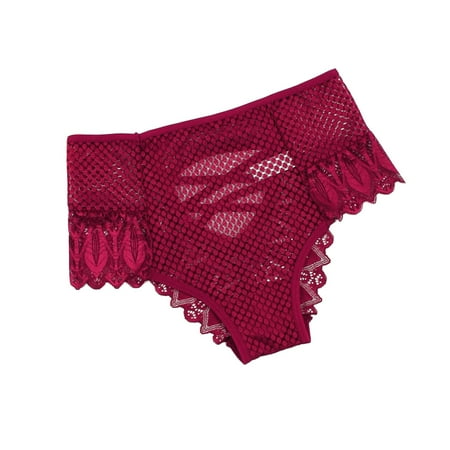 Scyoekwg Womens Underwear High Waisted Underwear Bikini Underwear Lace Stretchy Comfort Hipster Panties (Wine L)